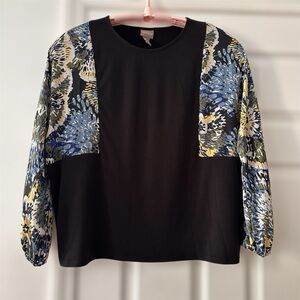 Women's Chico's Long Sleeve Pullover Top Size 2 (US 12/14, Large), Black Blouse